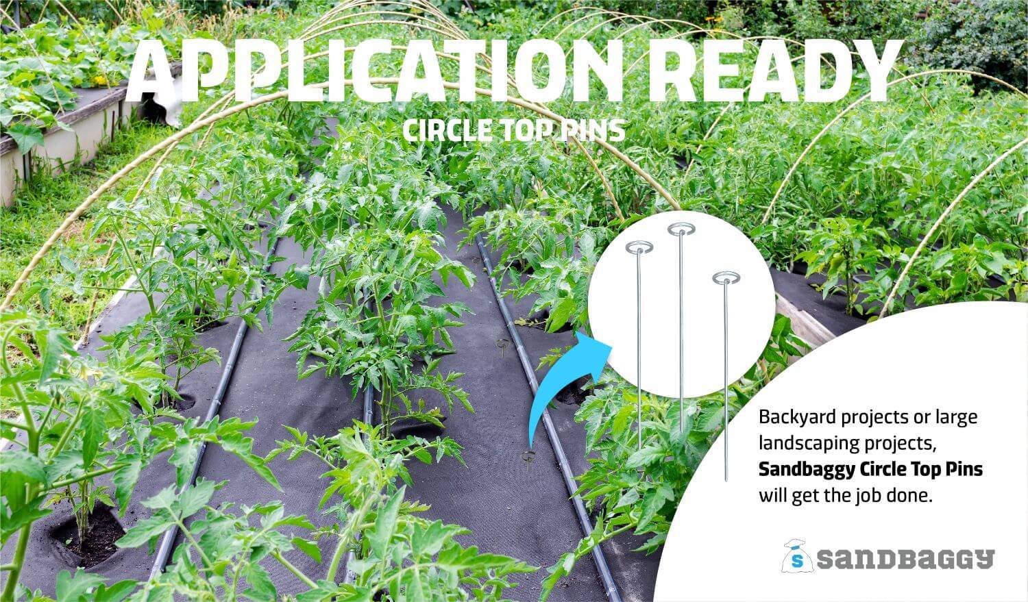 Sandbaggy 6 or 12 Inch Rust Free Circle Top Pins - Landscape Staples SOD Fabric