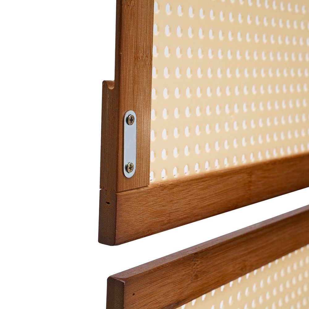 Nightstand With Decor Drawers Rattan Pattern End Table - Bamboo Sofa Side Table