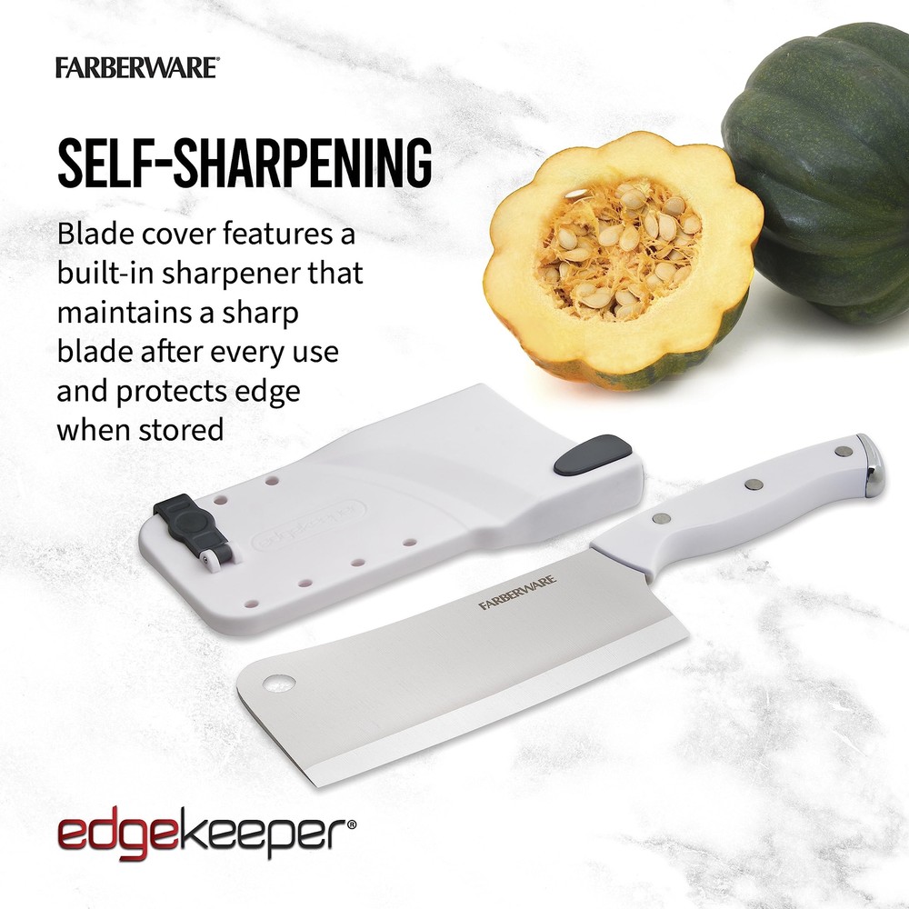 Farberware Edgekeeper Triple Riveted Cleaver, White