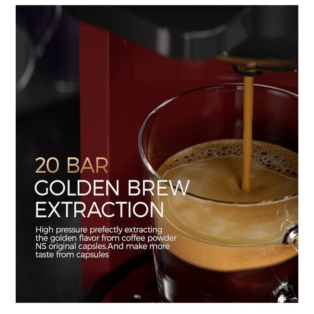 Jassy Espresso Machine Capsule Coffee Maker Machine In Dark Red JS-201