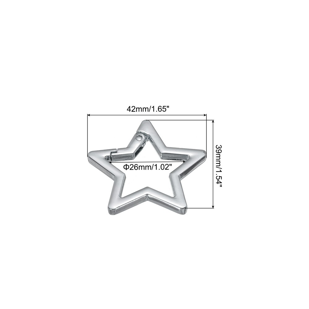 42mm Star Shaped Spring Snap Keychain Clip Metal Trigger Keychain Silver