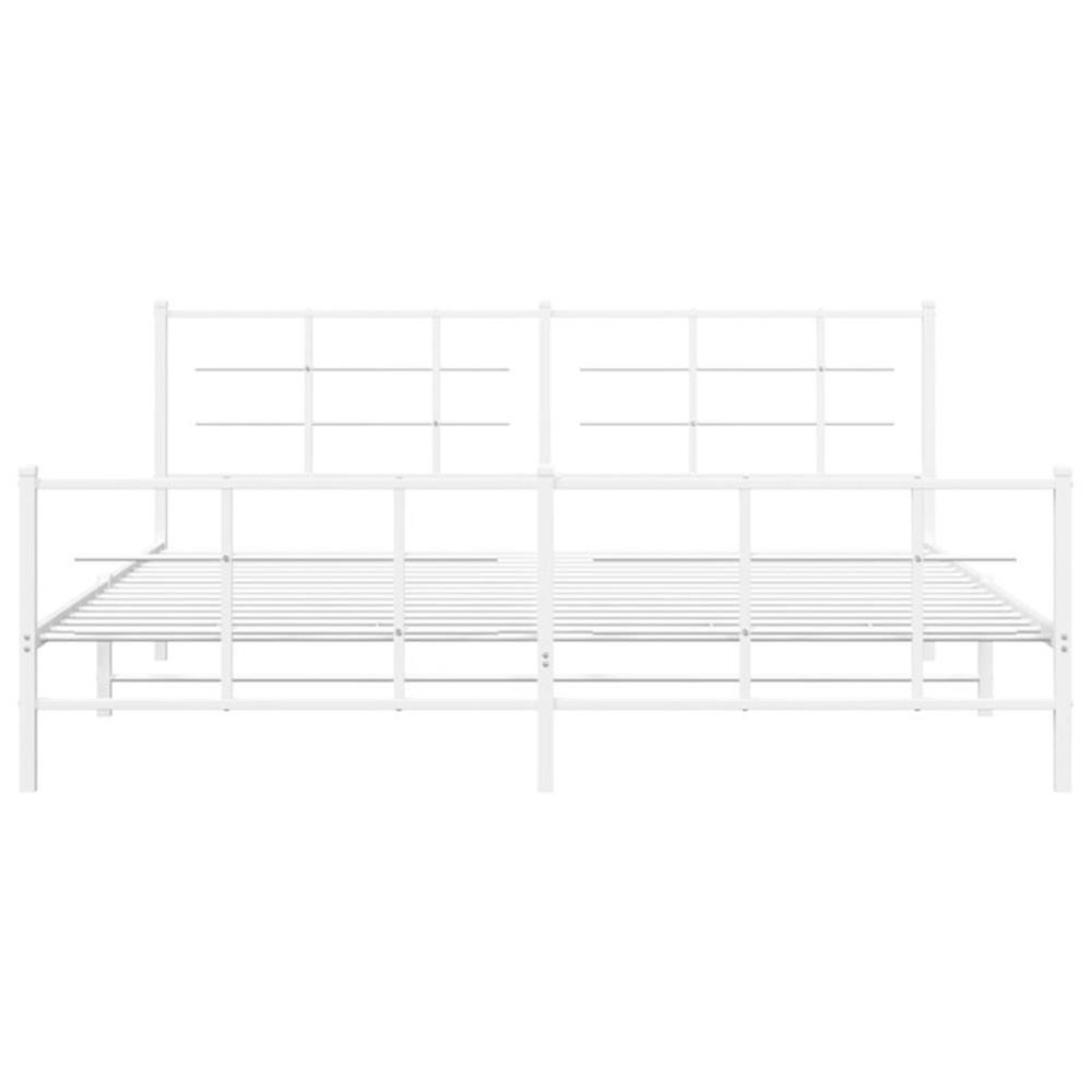 Bowery Hill Rectangular Powder-Coated Steel Full Bed Frame in White