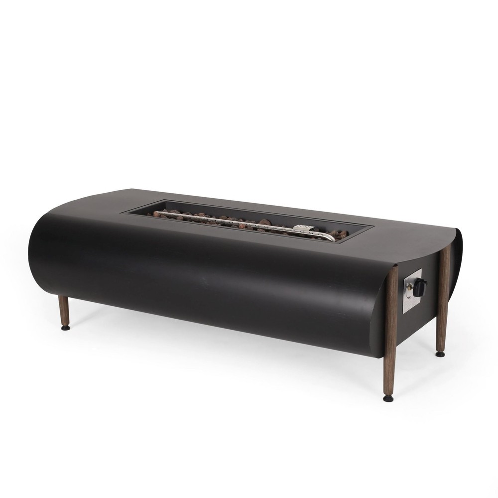 Romar Outdoor 50,000 BTU Rectangular Fire Pit (No Tank Holder), Dark Gray