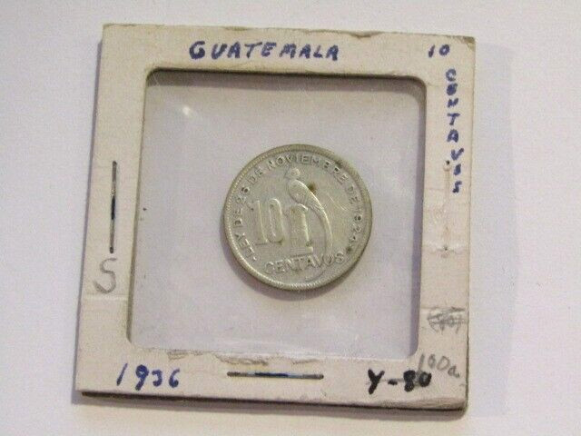 Guatemala 1936 10 Centavos Silver Coin