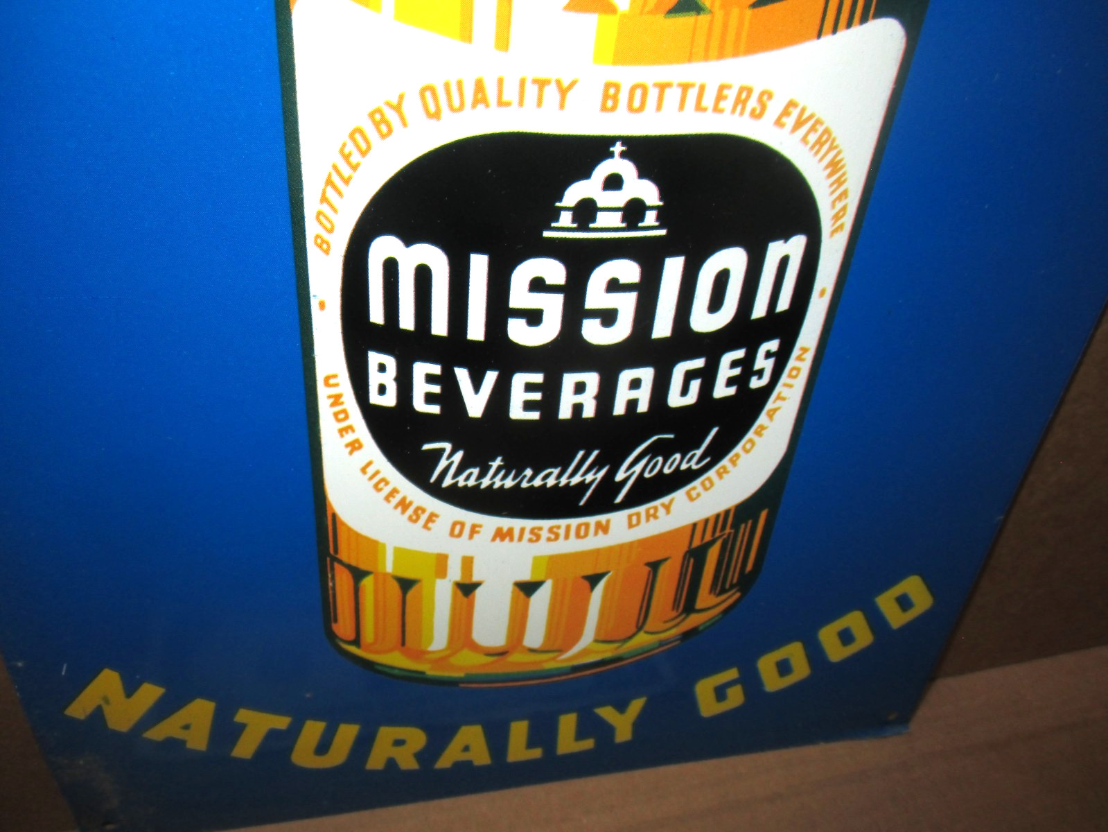 ENJOY MISSION ORANGE Country Store Gas Station CALIFORNIA SIGN -Big Swirl Bottle