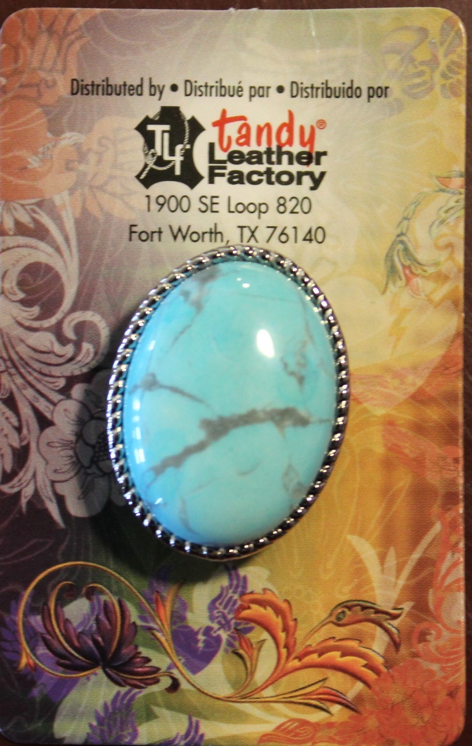 TANDY LEATHER - TURQUOISE OVAL CONCHO - DOUBLE SCREWBACK