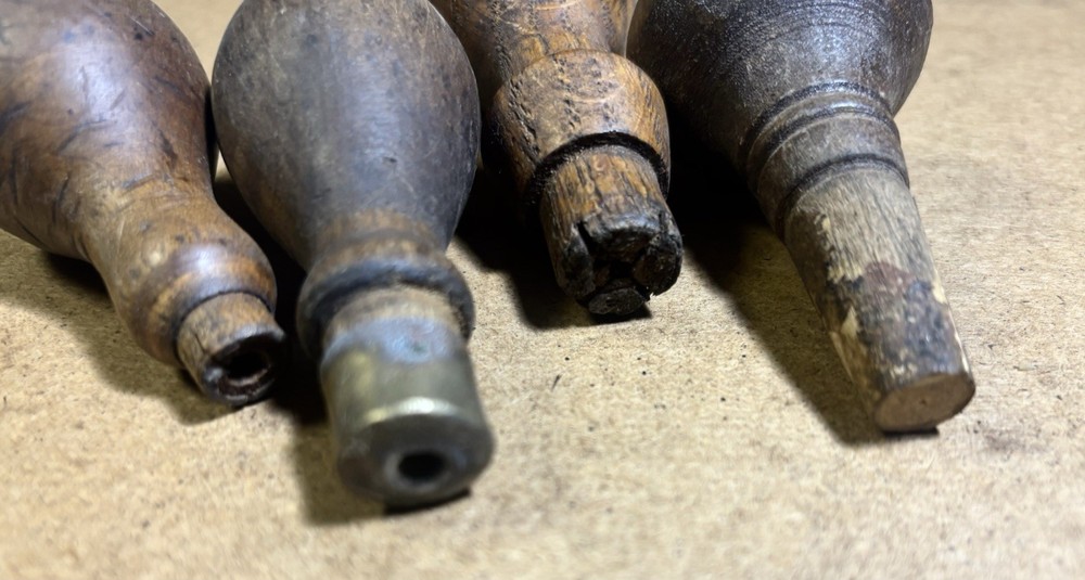 4 Antique Carving Chisels Gouges Handles Only