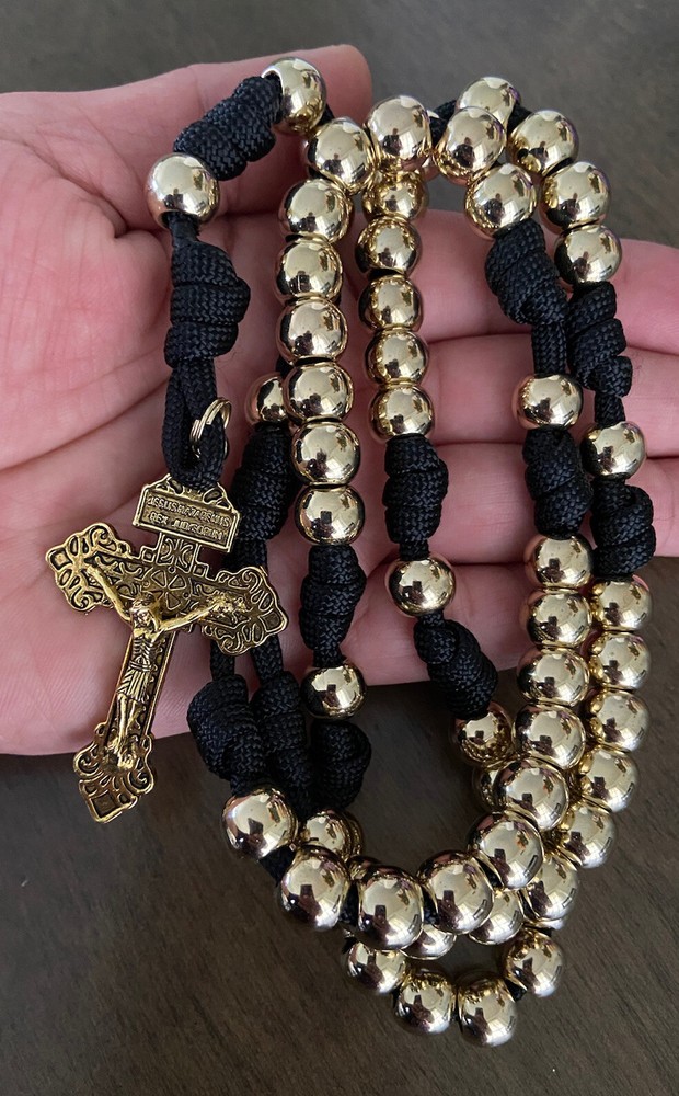 Catholic Rosary | Gold Beads Rosary | Pardon Crucifix | Handmade