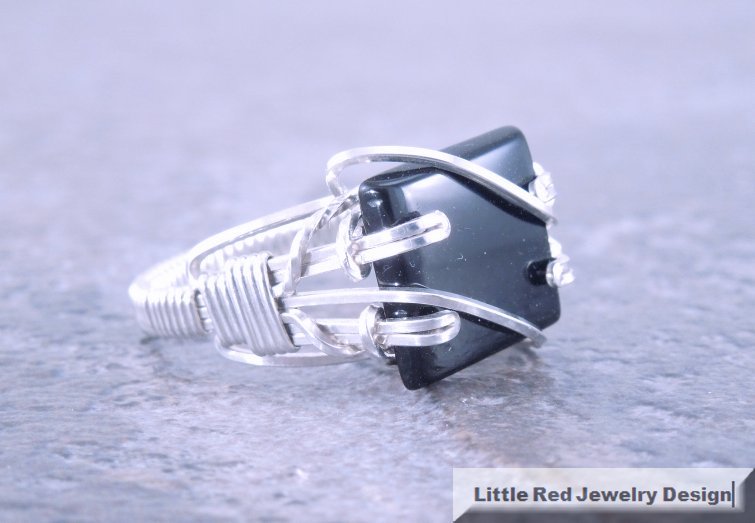 Sterling Silver Wire Wrapped Black Onyx Ring
