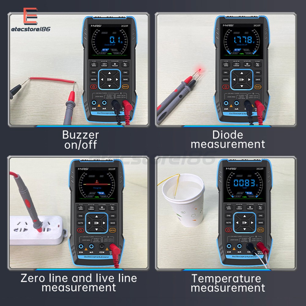 FNIRSI 2C23T 3-in-1 Digital Oscilloscope Multimeter Function Signal Generator US