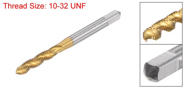 1Pcs 10-32 UNF Machine Spiral Flute Thread Tap Titanium Plated