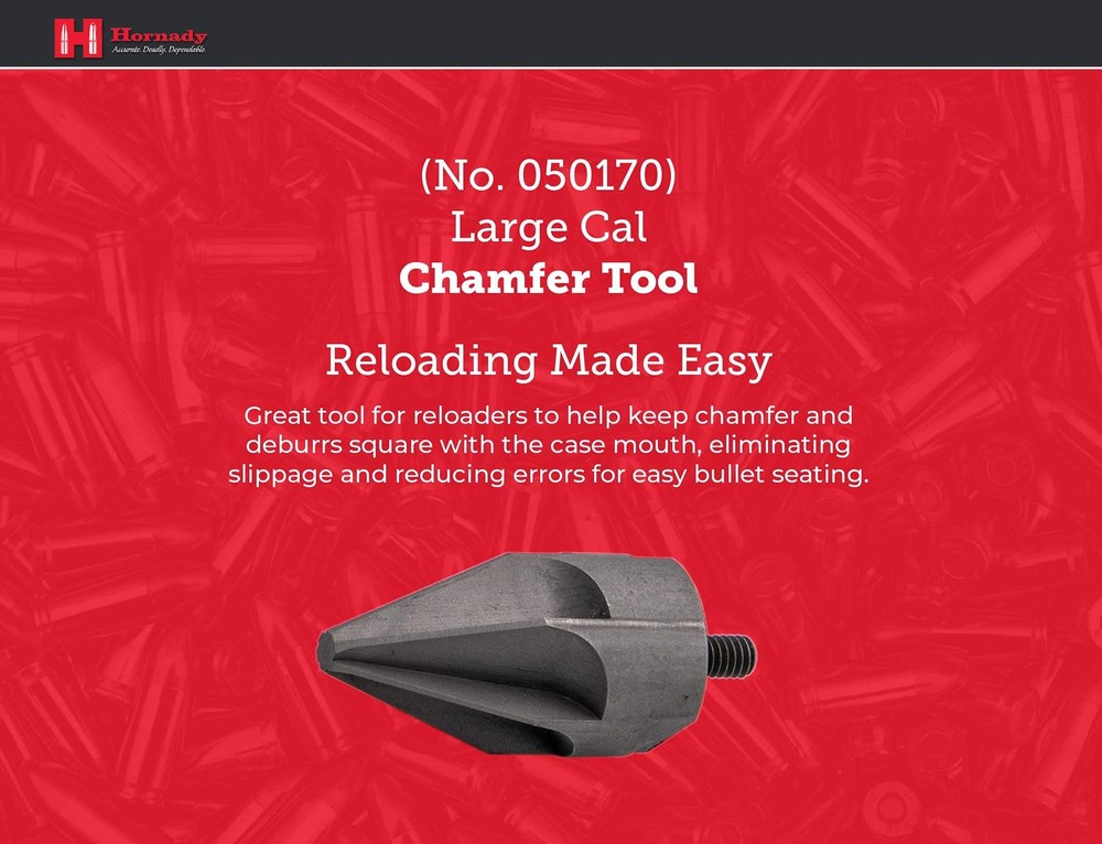 Hornady Large Caliber Inside Chamfer Tool 050170 - Case Prep Reloading Tool Remo