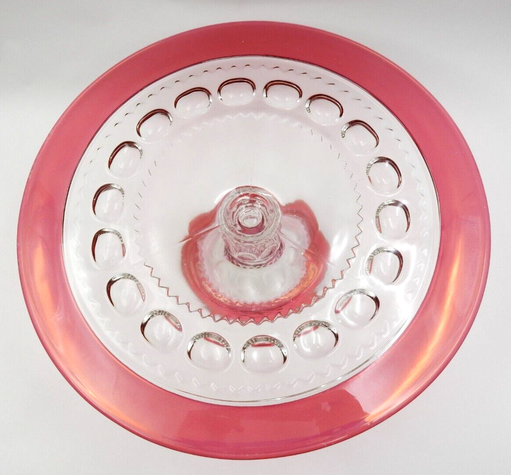 VINTAGE TIFFIN FRANCISCAN "KING'S CROWN - RUBY FLASHED" PEDESTAL CAKE STAND