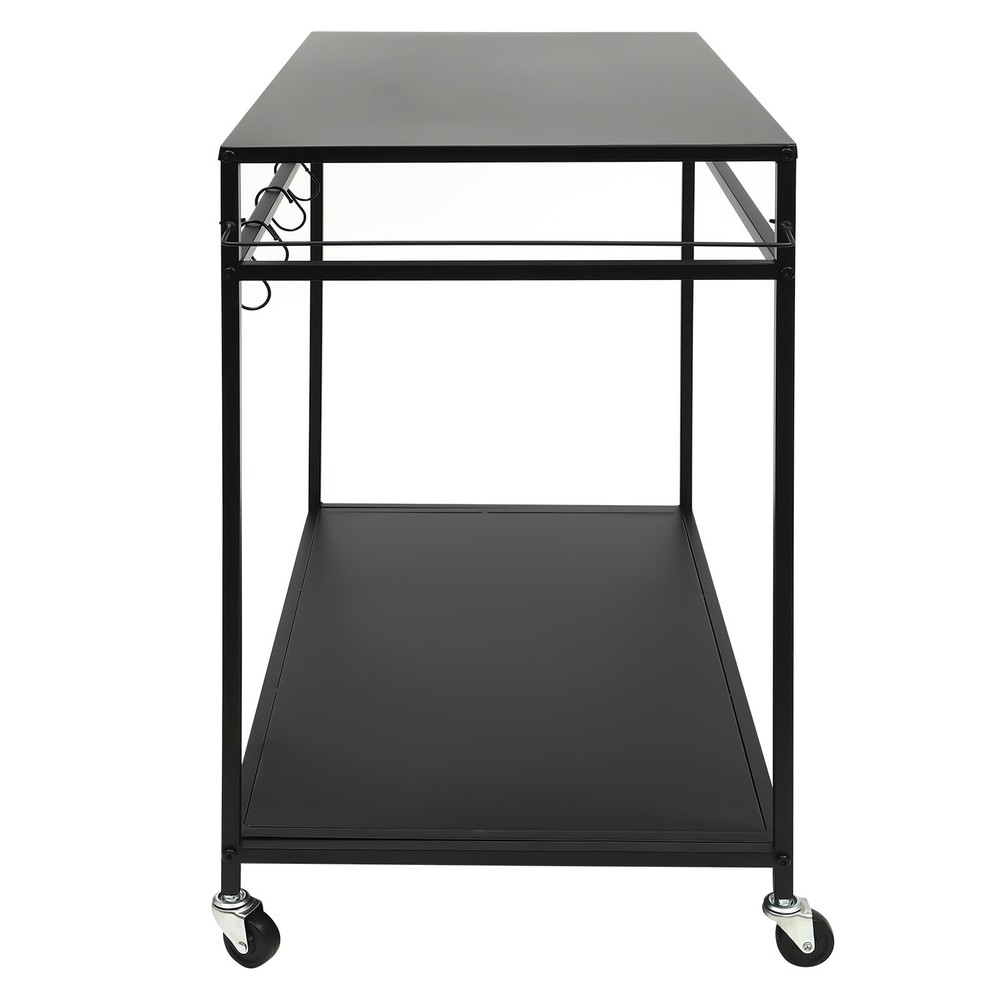 Kitchen BBQ Food Prep Work Cart Table Stand Mobile Storage Rack Grid Panel 2Tier