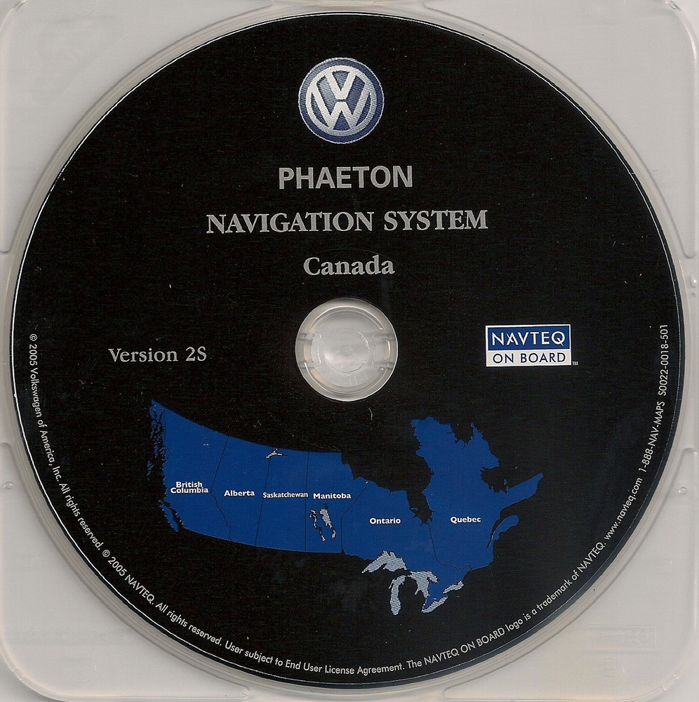 2004 2005 2006 Volkswagen Phaeton Navigation CD Map Version 2S Cover Canada Map