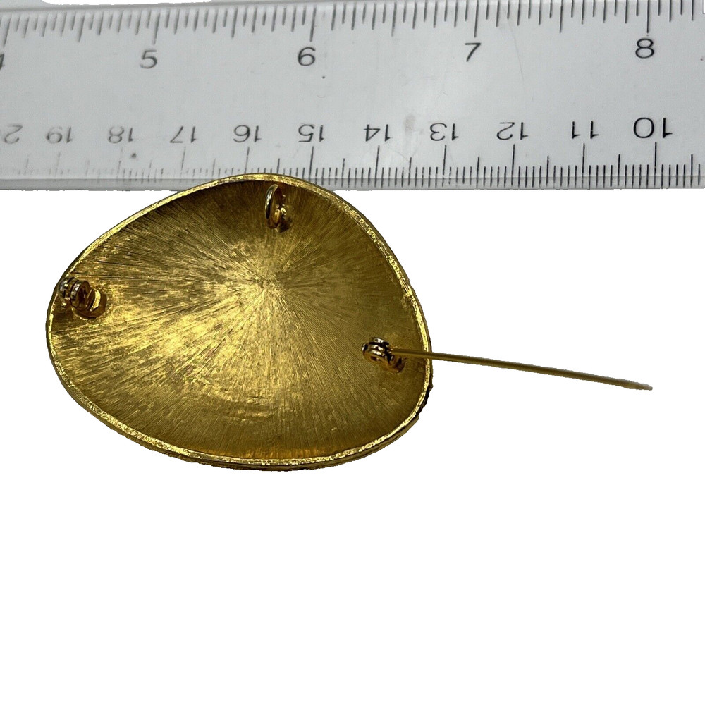 Cloisonne Enamel Pendant Brooch Combo Vintage Pin Triangular Pattern Gold Tone