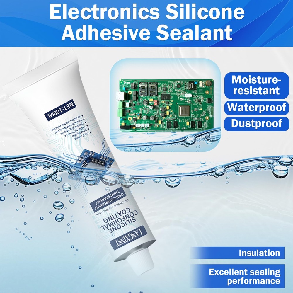 100ml Conformal Coating for Electronics, Silicone Adhesive 1 pack, Clear