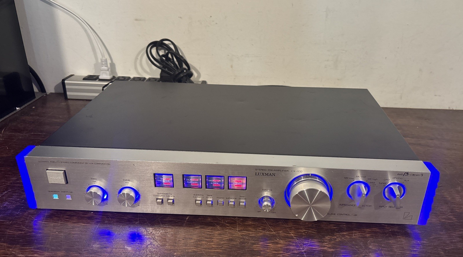 Luxman CX-100 Stereo Preamp -Recapped & Serviced & Custom Blue LED Sounds GREAT