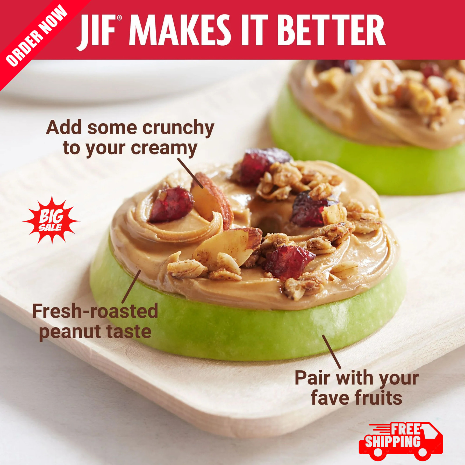 Jif Creamy Peanut Butter, 40 oz Jars (2 Pack)