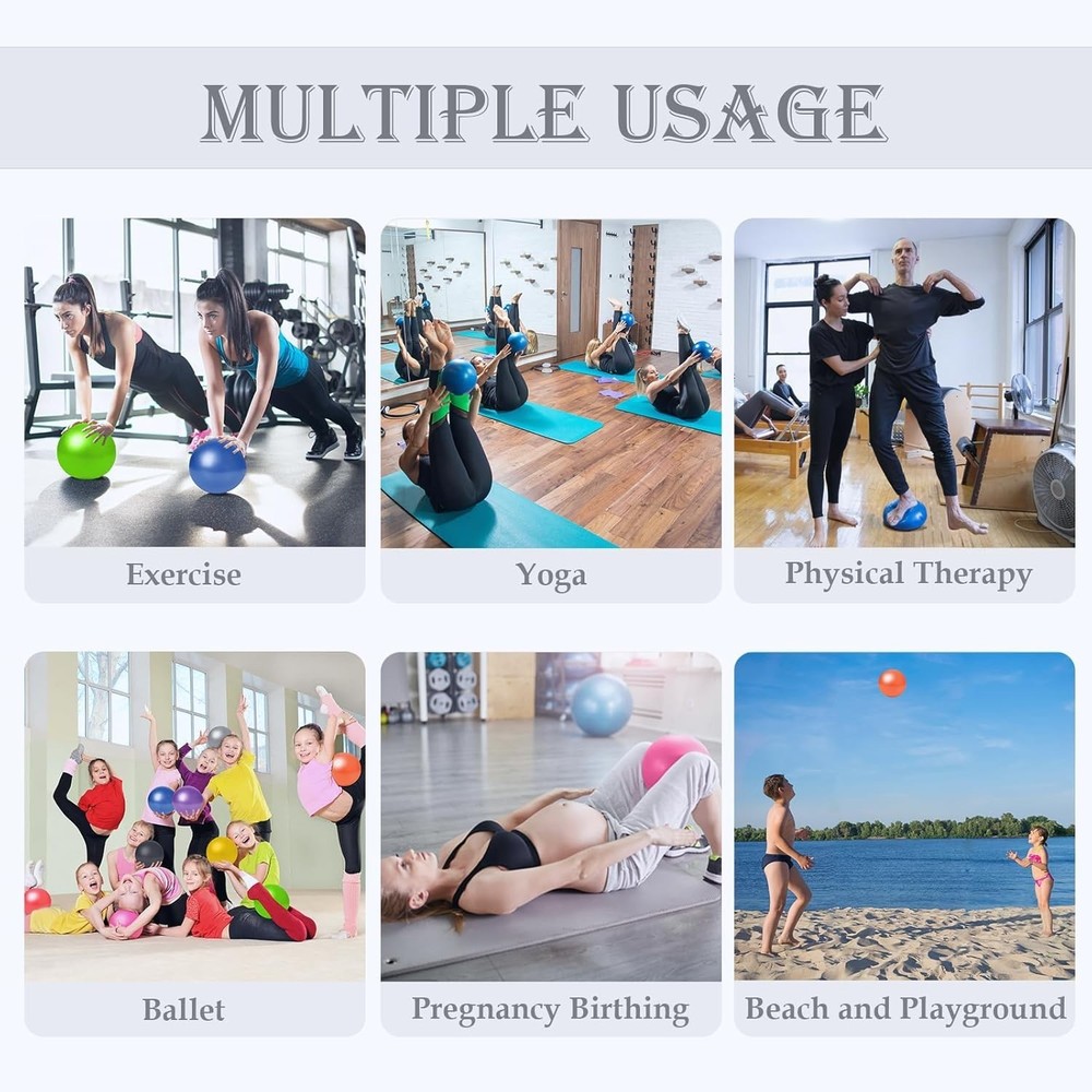Inflatable 9-Inch Pilates Ball for Strength & Flexibility - Lightweight & Safe