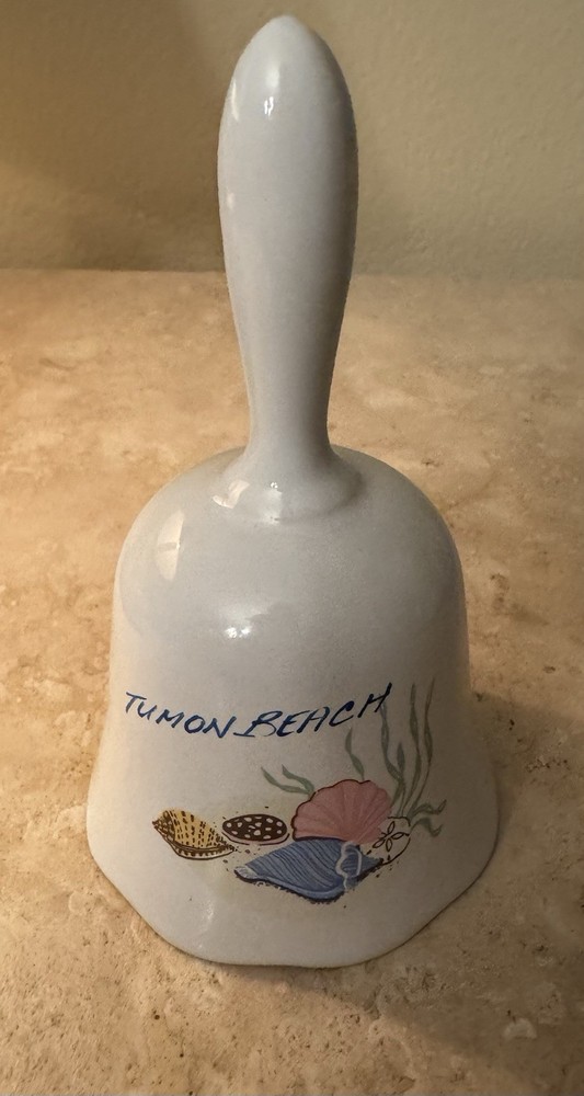 Down-East Crafts Tumon Beach Shells Theme Ceramic Bell White Multicolor