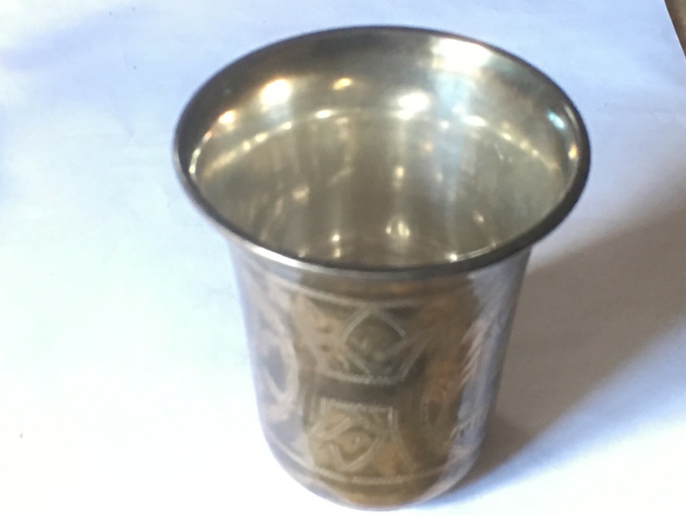ANTIQUE RUSSIAN 84 SILVER BEAKER VODKA CUP
