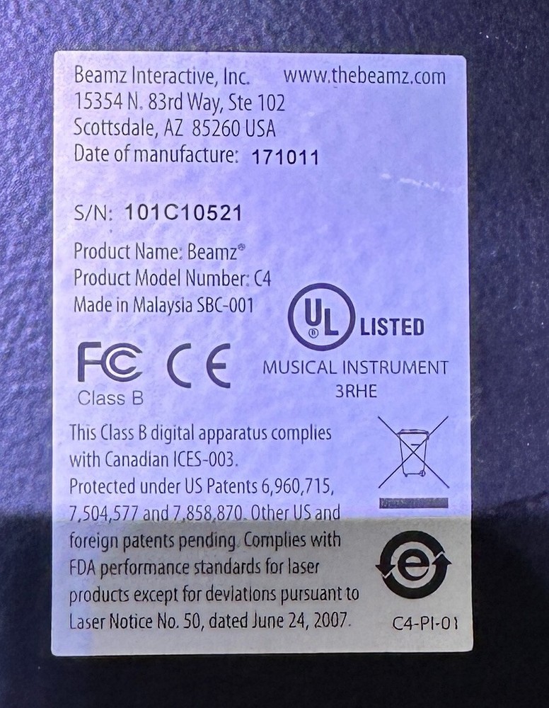 Beamz Interactive Player Model C1, PRO Interactive Music System.