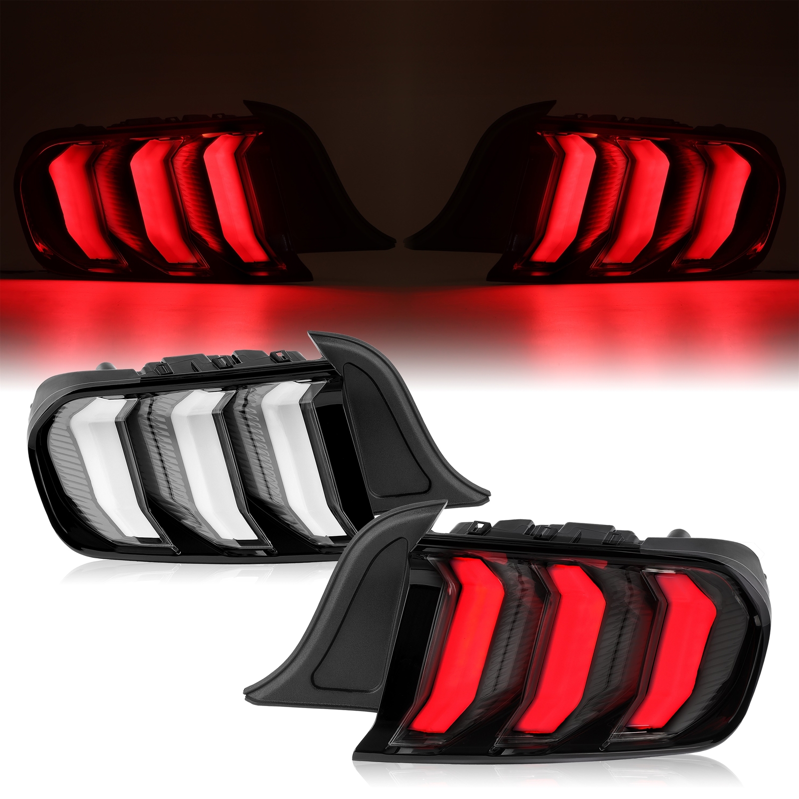 For Ford Mustang 2021-2023 Tail Lights LED Brake Lamps Sequential Clear Lens