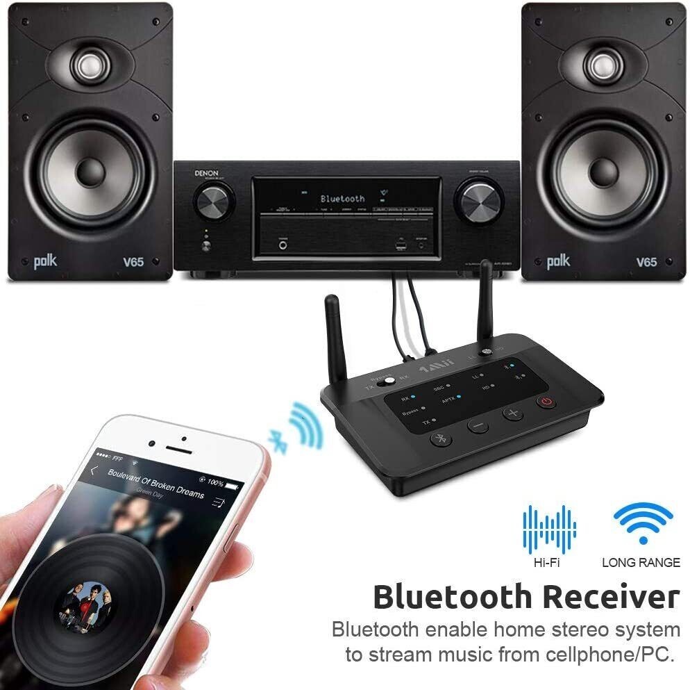 5.3 Long Range Bluetooth Transmitter Receiver For TV Home Stereo Audio Adapter