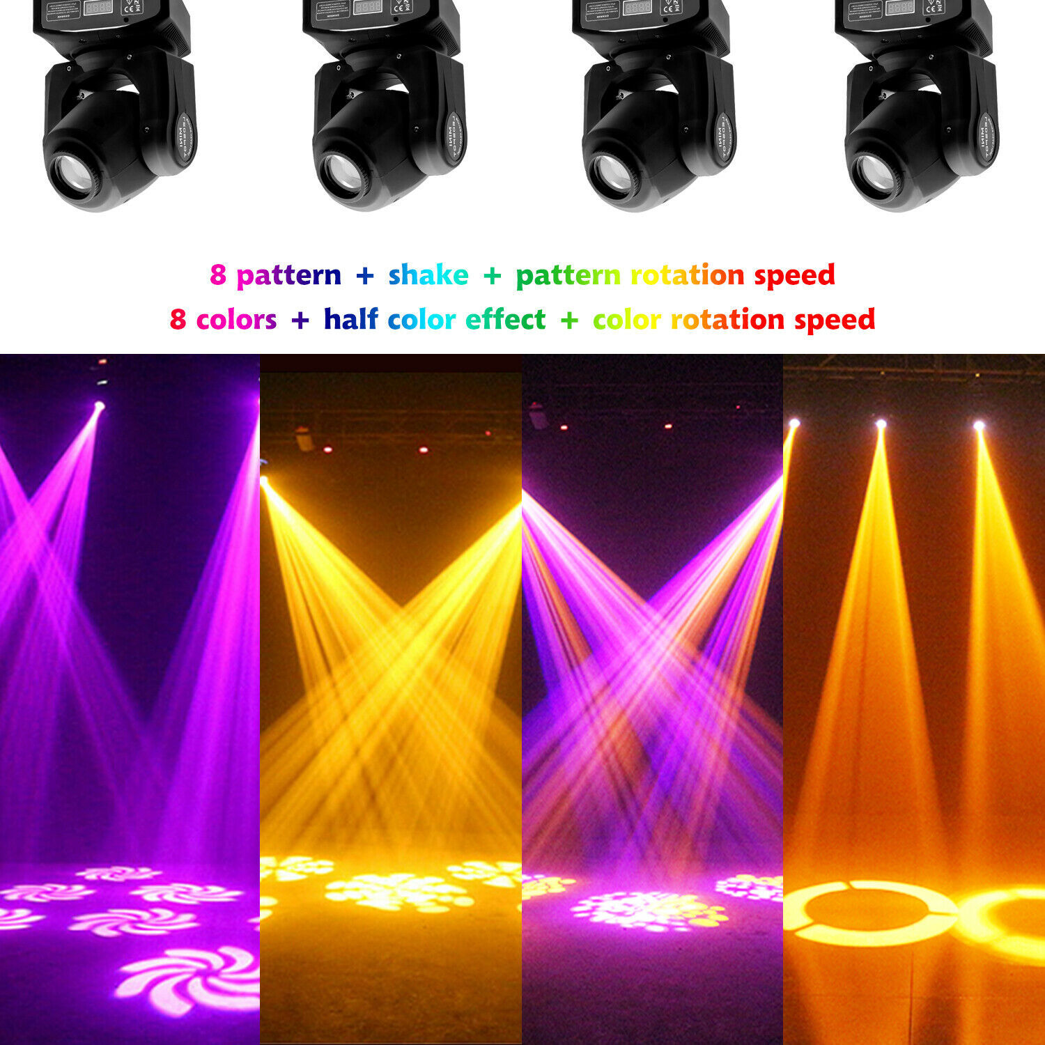 4PCS 120W LED Moving Head Stage Light RGBW Gobo Beam Spot Lighting DJ Disco DMX