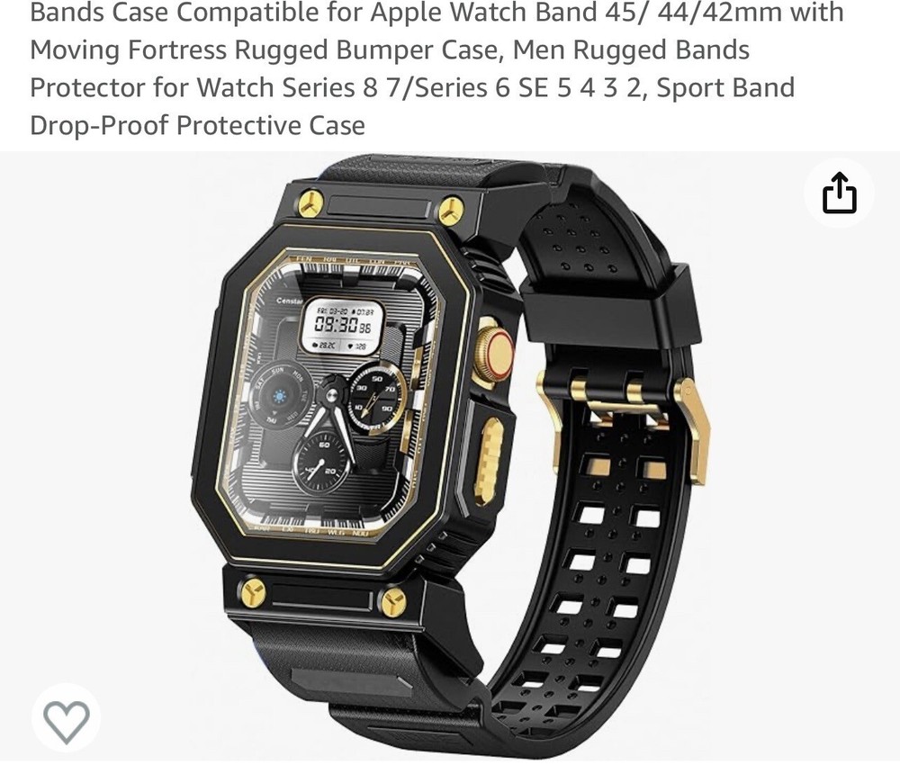 Protective Case With Band For Apple Smartwatch 44mm Black/Gold