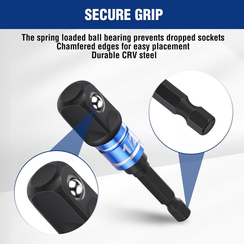 WORKPRO 9PCS Basic/Swivel/Long Impact Grade Socket Adapter Set 1/4" 3/8" 1/2" Dr