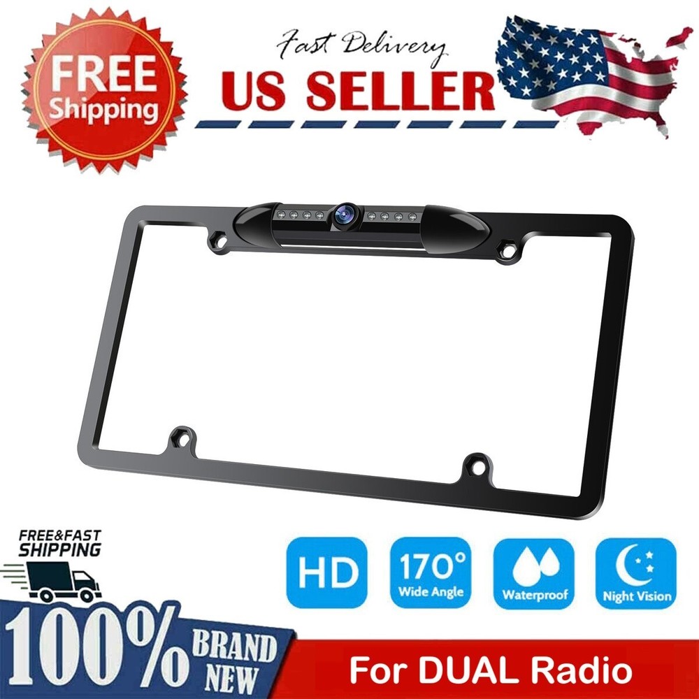 Backup Camera Rearview License Plate Frame for Dual DV715B