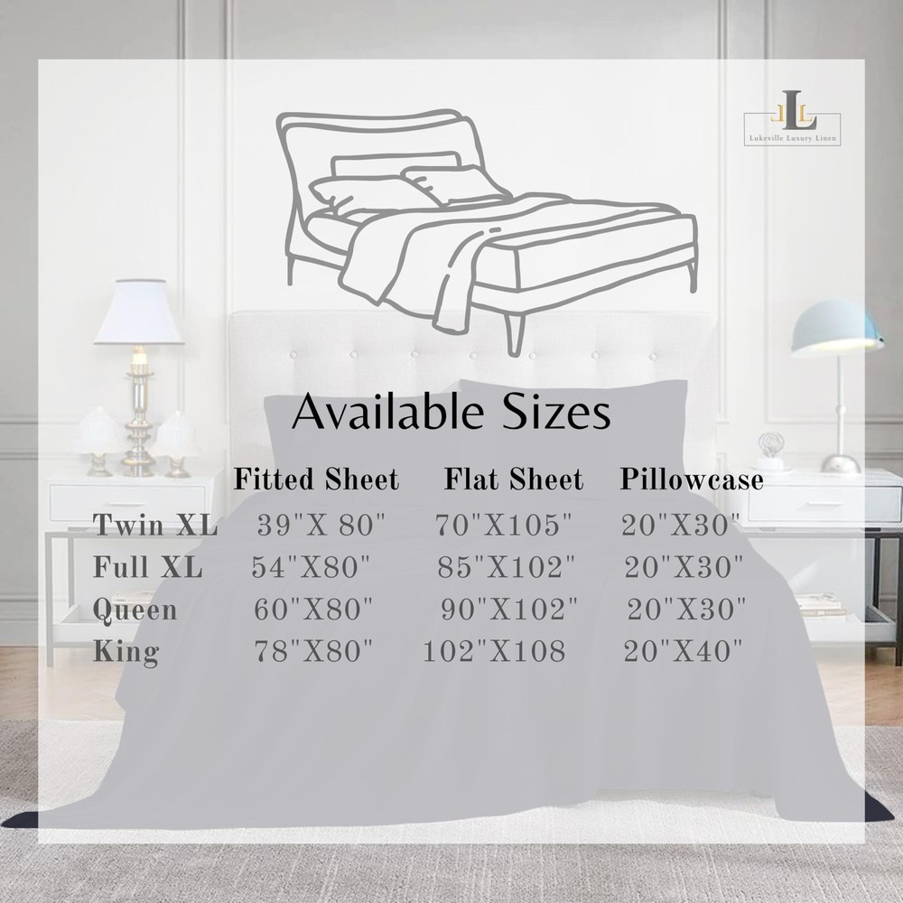 Full XL Size Bed Sheets - Softest 100% Cotton 4PC Sheet Set -500 Thread Count...