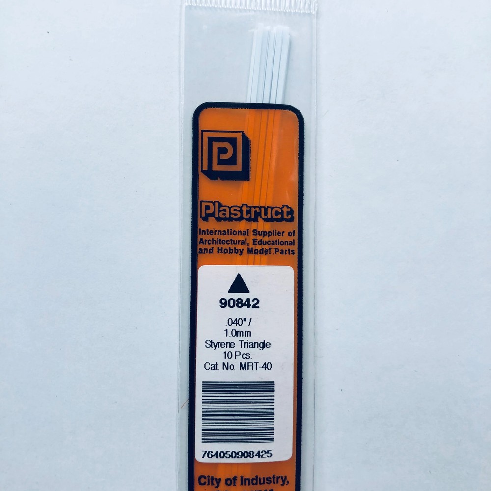 Plastruct 90842 Styrene Triangle Rod 0.040"x 10" (10)