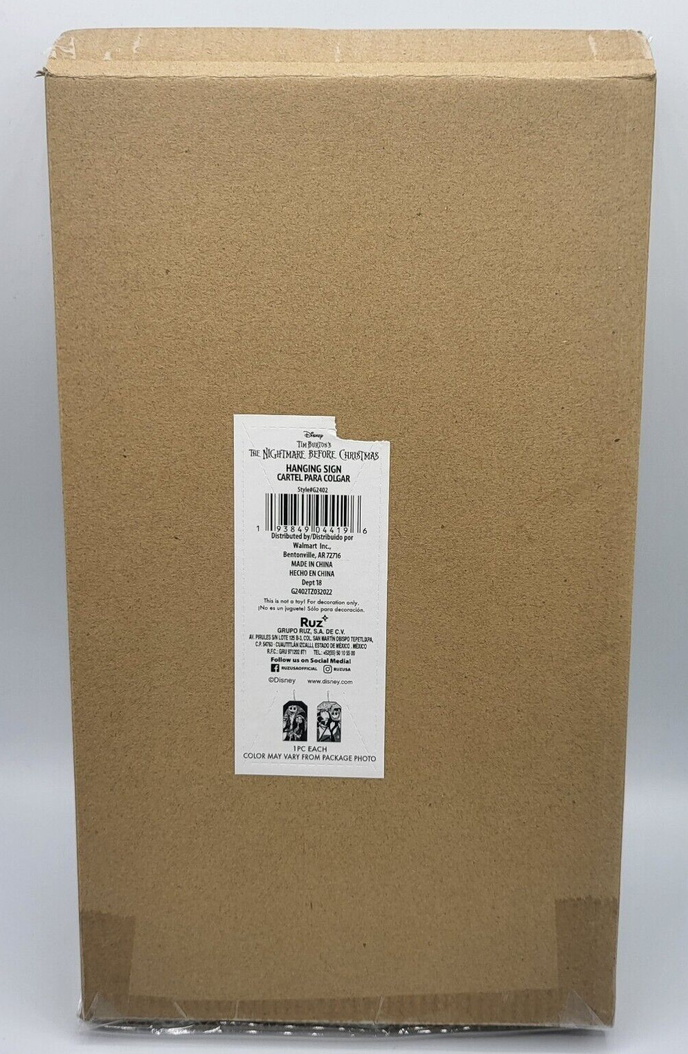 The Nightmare Before Christmas Holiday Jack Sally Zero & Santa Wooden Hang Sign