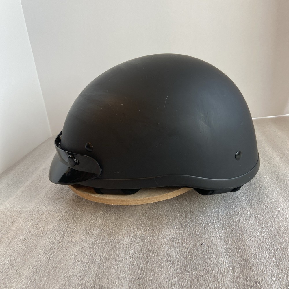 Motorcycle Helmet Half Skull Cap visor DOT Approved Black Size Large