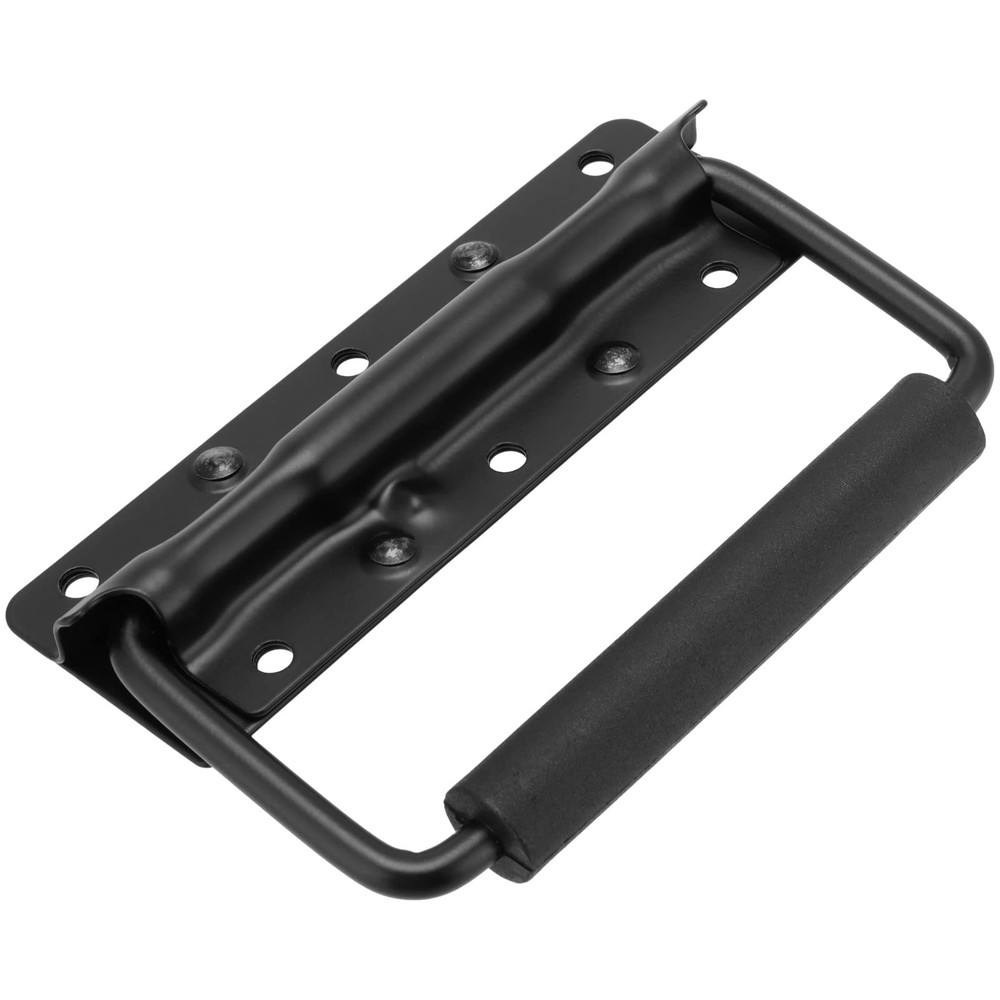 8 Pack 124mm Spring Loaded Case Handle Folding Pull Surface Mount Black Grip
