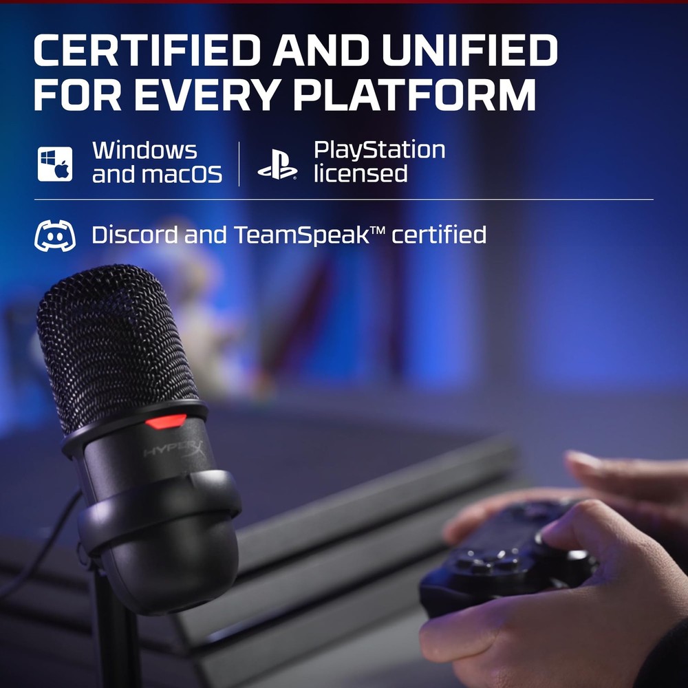 HyperX SoloCast – USB Condenser Gaming Microphone, for PC, PS4, PS5 and Mac, Tap