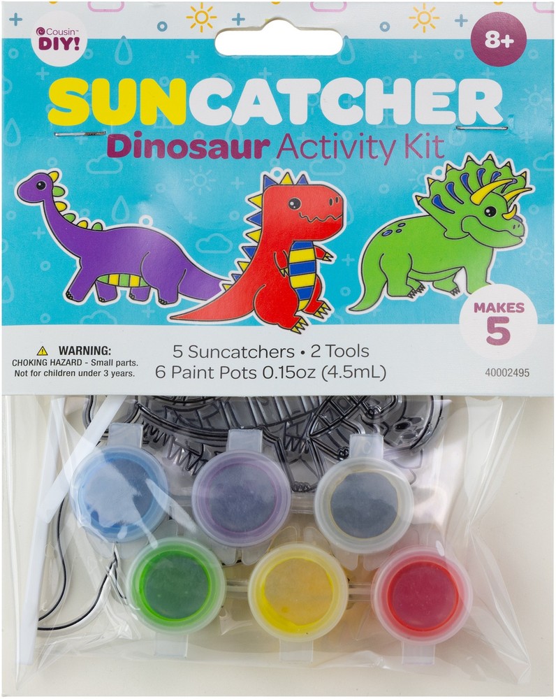 CousinDIY Suncatcher Kit-Dinosaur, Makes 5 - 6 Pack