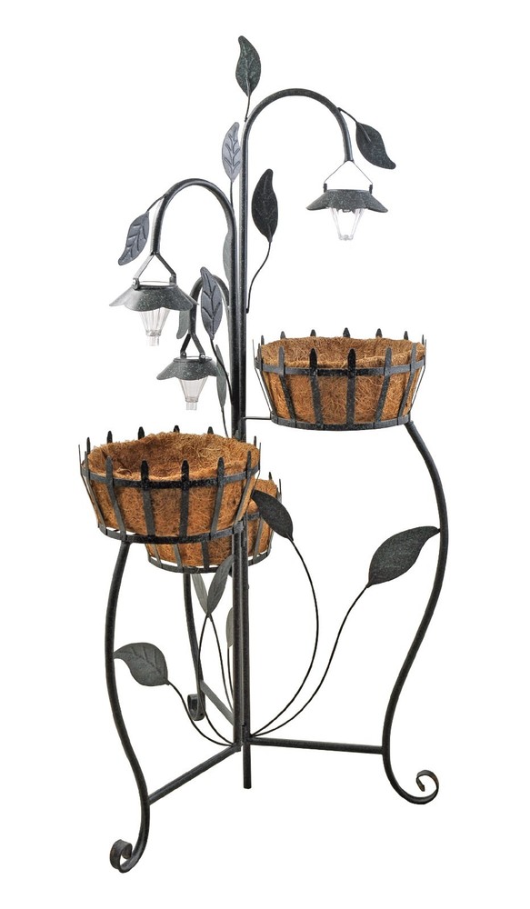 3 Tier Solar Lighted Planter Stand with Coco Liners