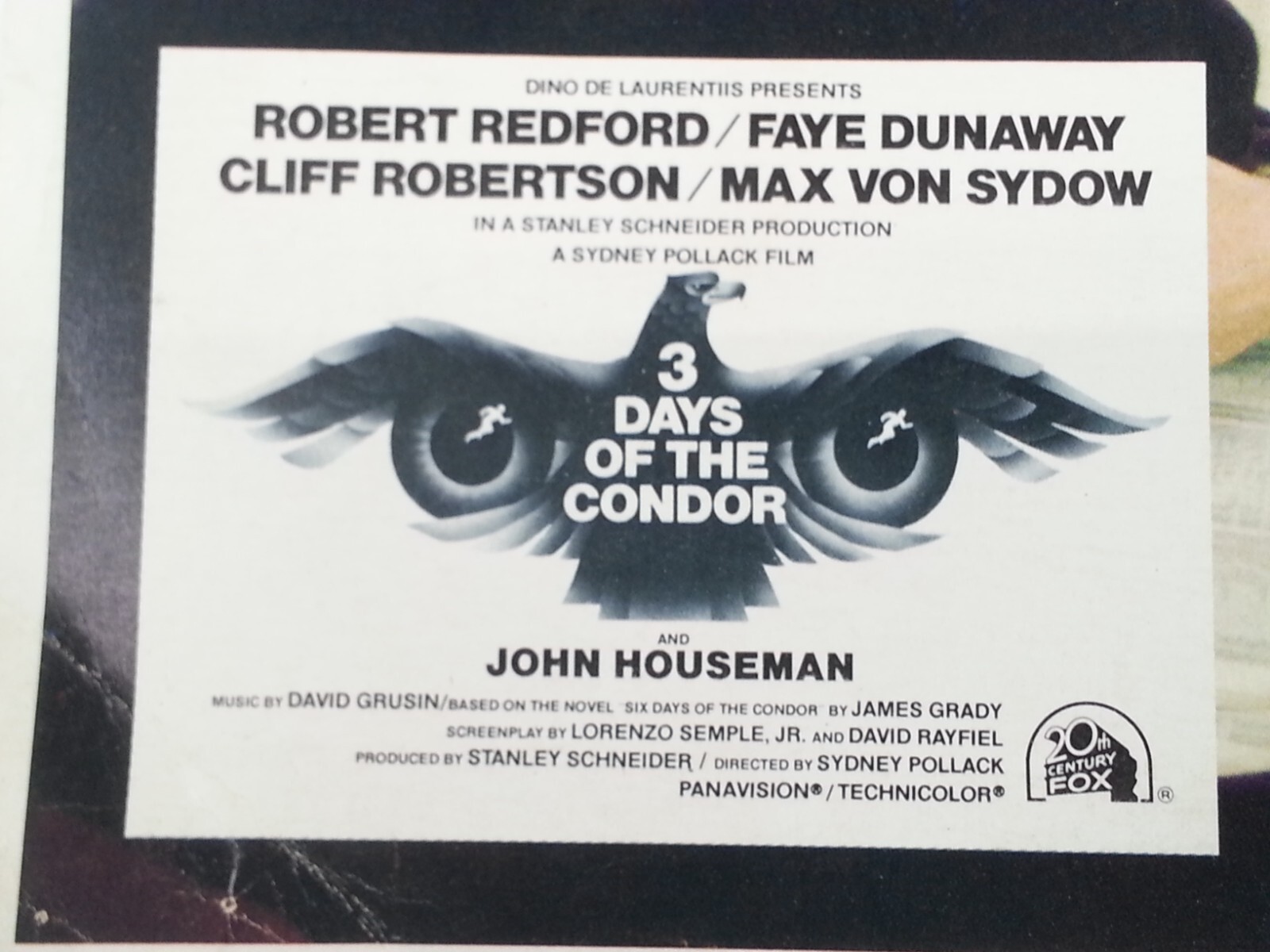 3 Pc Vintage 1975 3 Days Of The Condor Robert Redford Max Von Sydow Lobby Cards