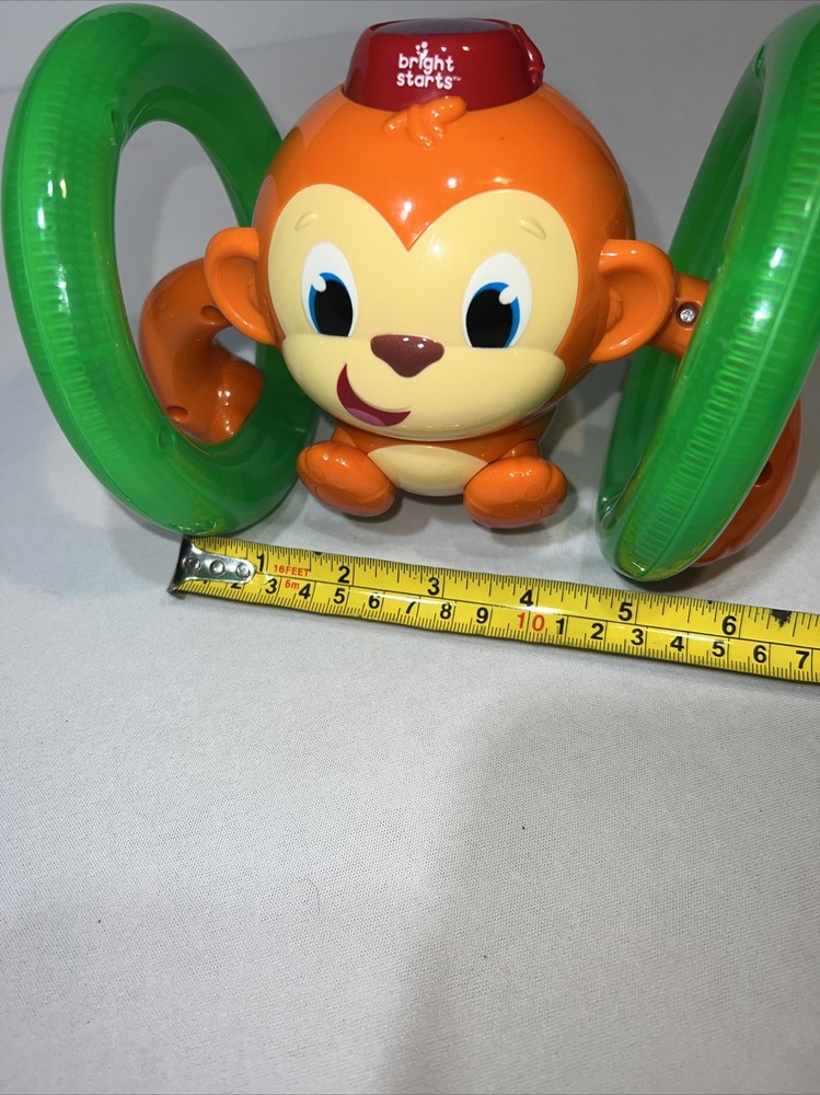 Bright Starts Light Up & Roll Orange Monkey Crawling Developmental Toy EUC