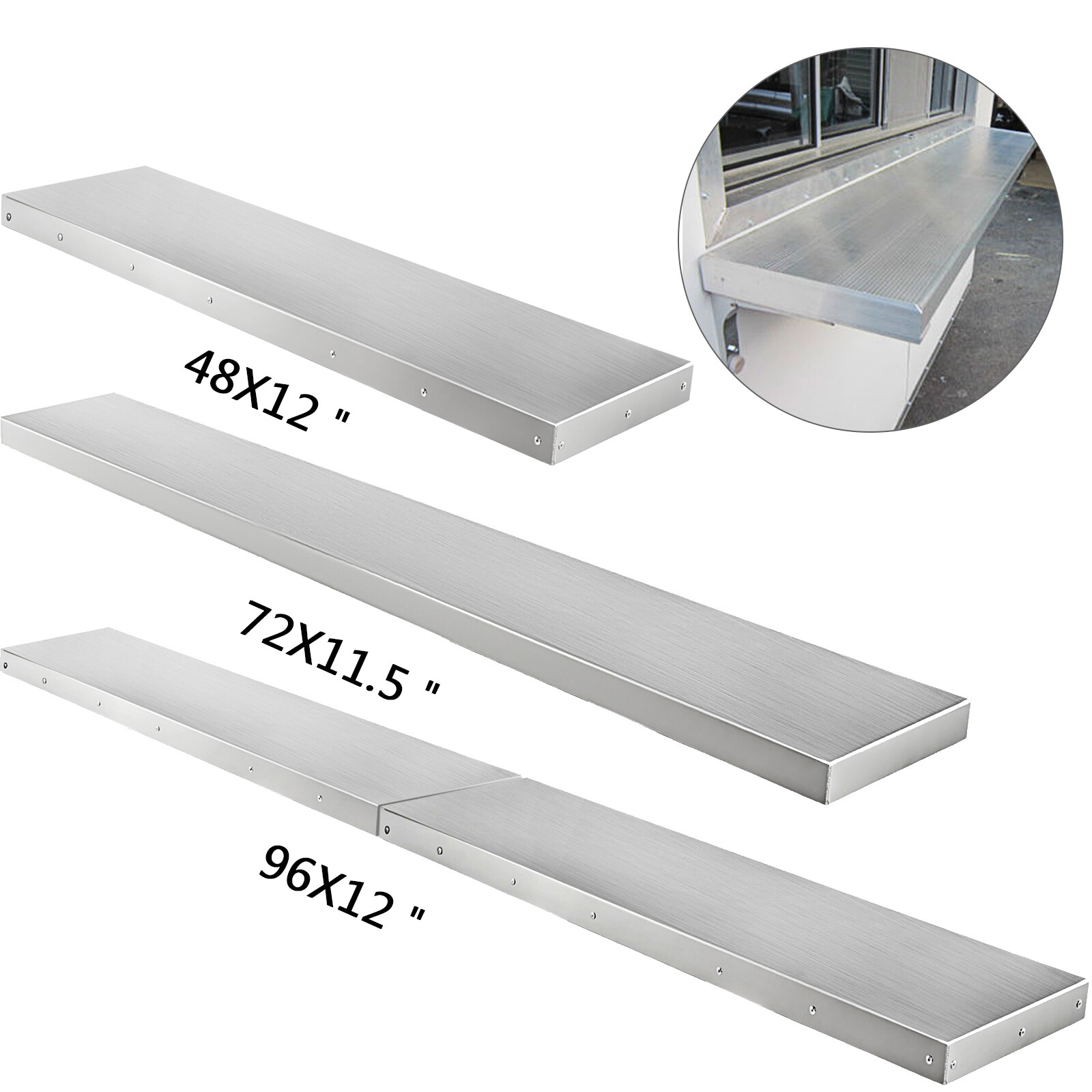 4, 6, 8FT Shelf for Concession Window Food Truck Accessories Business Stainless