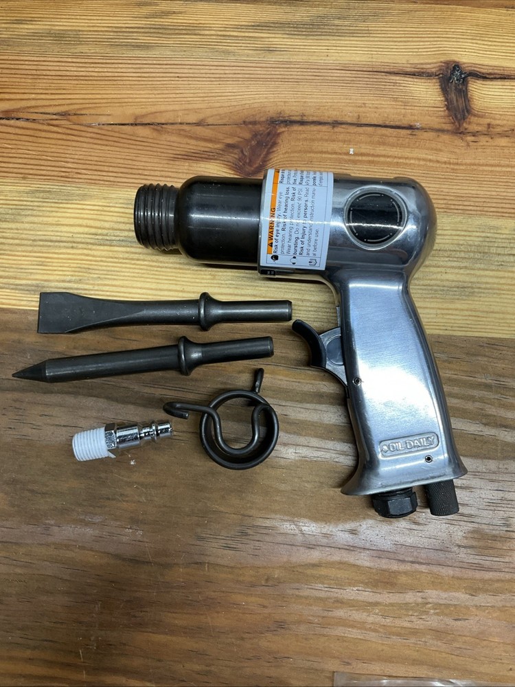 Pneumatic Air Hammer with 2 Chisels & Retaining Spring Untested As Is
