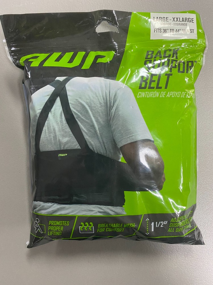 1L-629-3C-LXXL AWP Polyester Hook-n-Loop Back Support Large-XXLarge