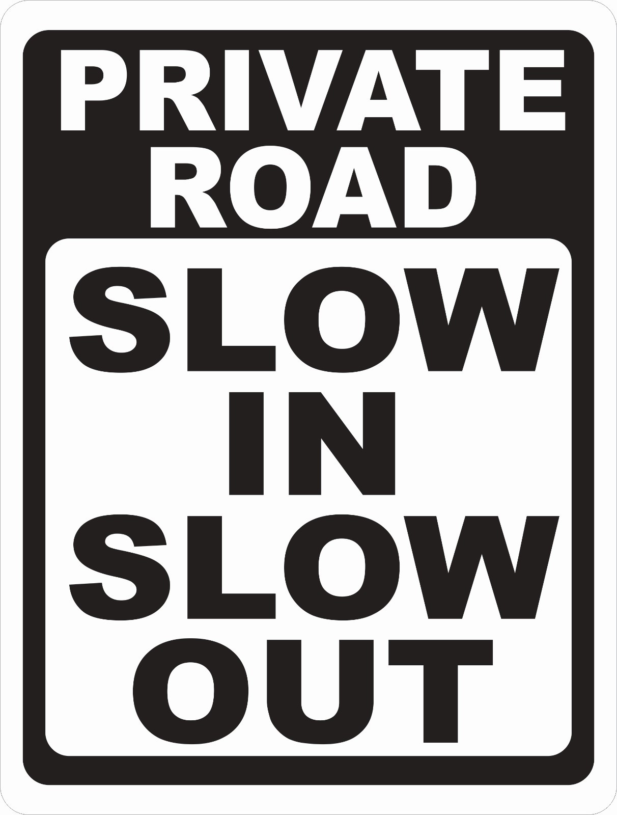 Private Road Slow in Slow Out Sign. Size Options. No Speeding Neighborhood