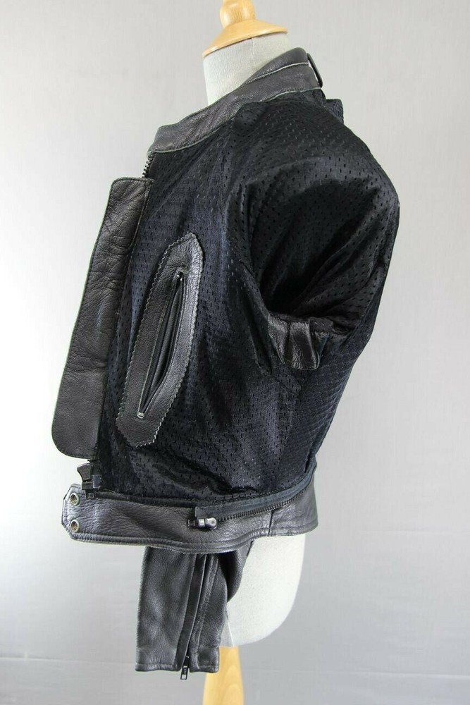 CLASSIC BLACK LEATHER BIKER JACKET 36 INCH