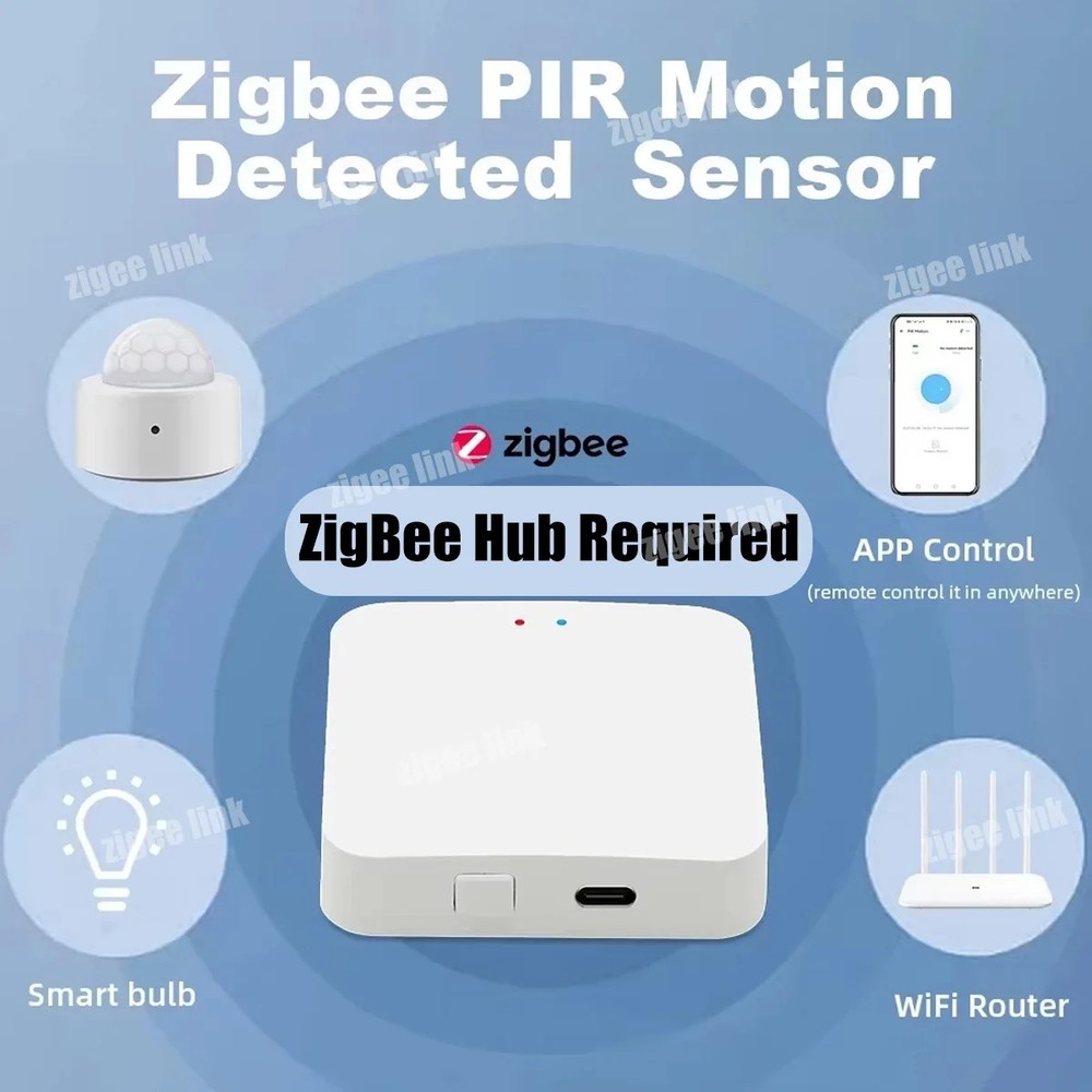 Smart PIR Motion Sensor Tuya Zigbee 3.0 196.85 Ft Range 120° Detection ABS