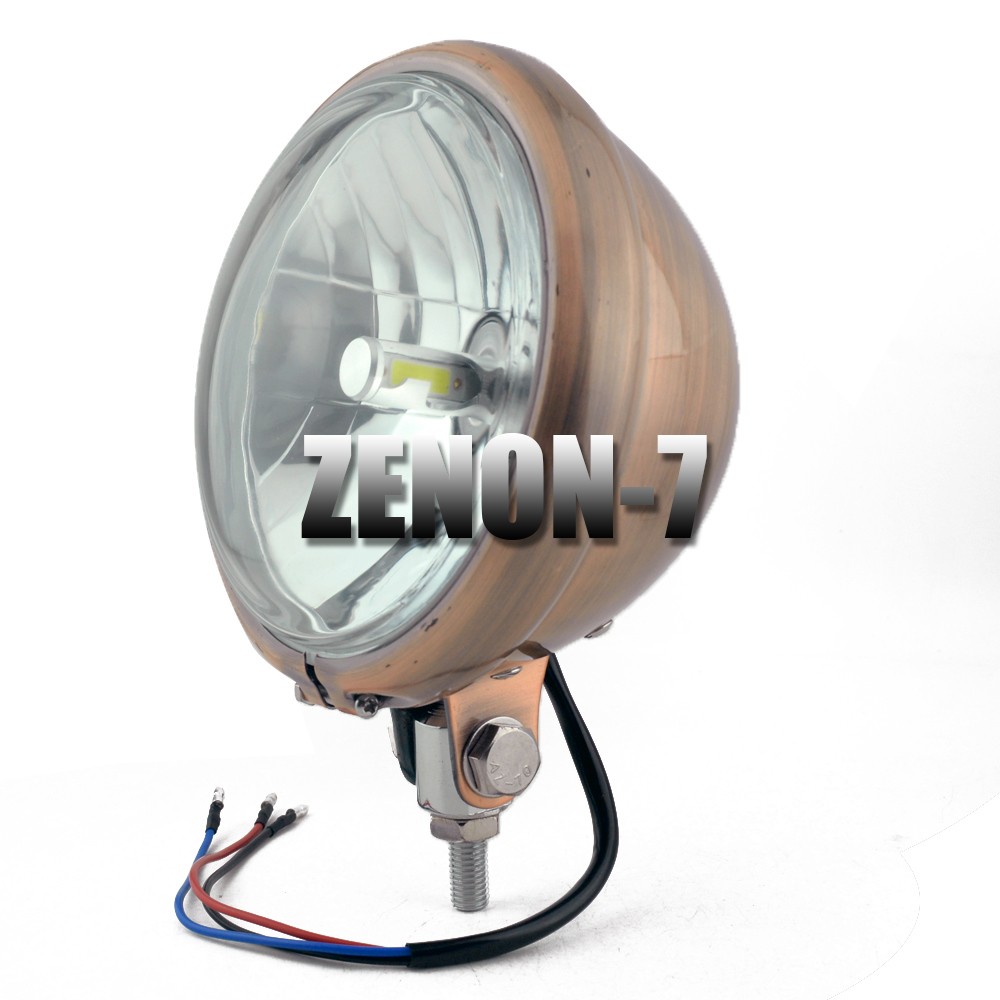 5-3/4" 5.75in Motorcycle Headlight Front LED H4 Bulb 6000K Bottom Bracket Copper